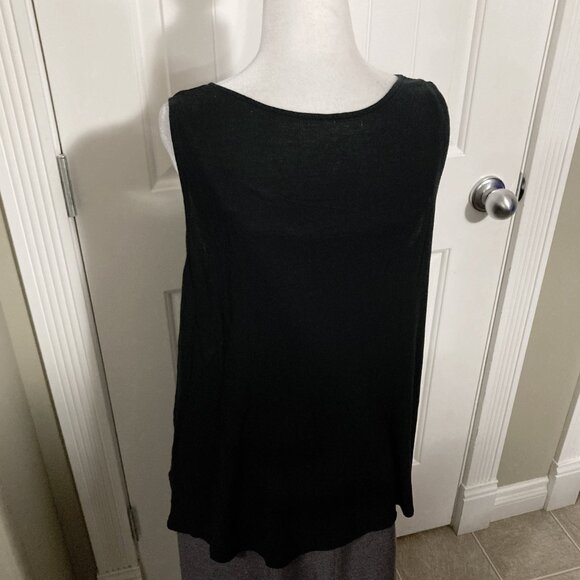 MERONA Plus-size black gathered scope neck tank top ~ LARGE XL 1X rayon shirt - Picture 14 of 14
